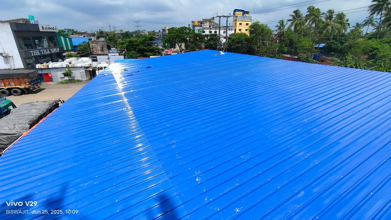 Factory shed made by metal pipe and colour Tina.#shed.#srijaFabrication Works Kolkata ph 9088462370