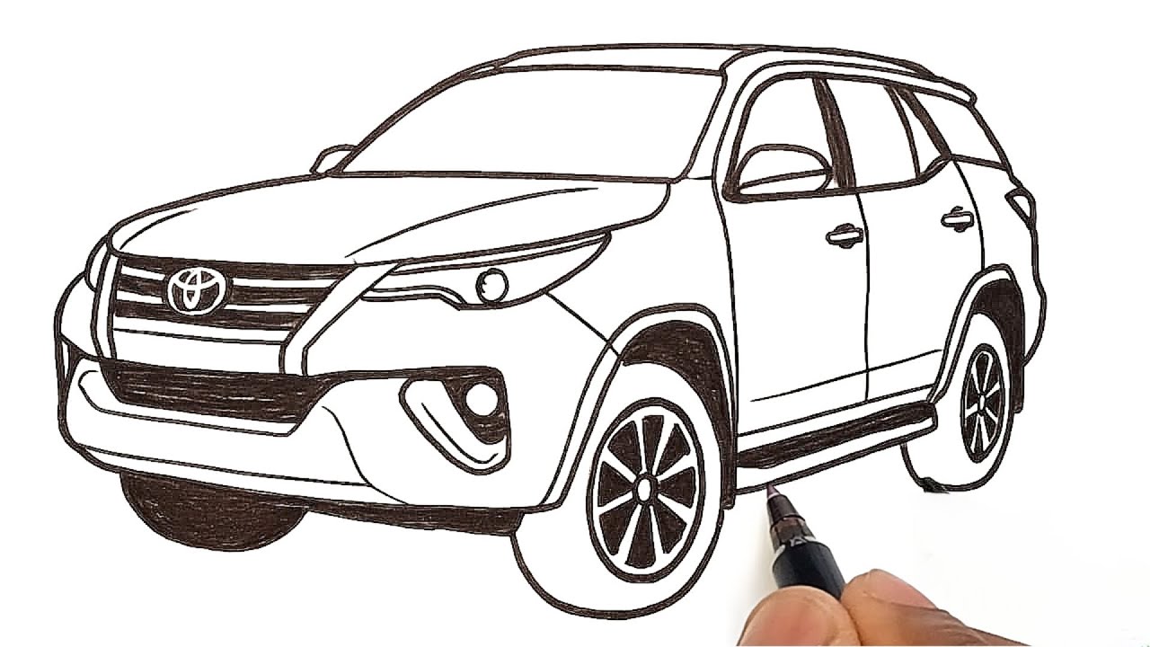 Как нарисовать внедорожник Toyota Fortuner | Простой урок рисования автомобилей!