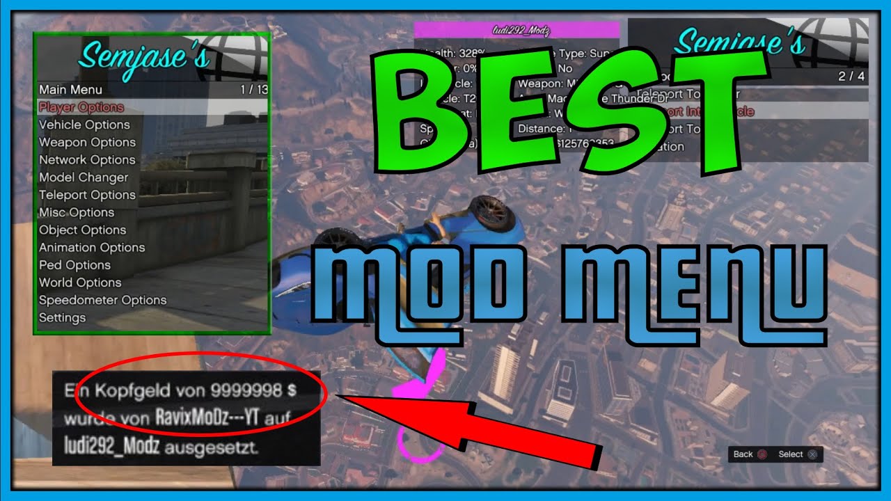 GTA 5 ONLINE - BEST MOD MENU | SEMJASES NEW SPRX MENU [1.26/1.27/PS3] (GTA V MODS)