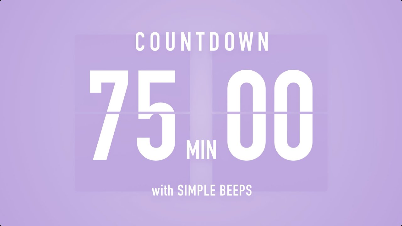 75 Minute Countdown Timer ⏳ Flip Clock with Bell Alerts 💜🔔