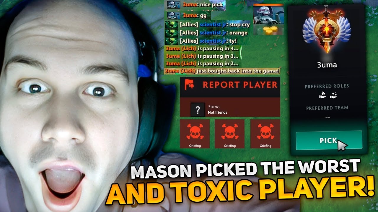 MASON picked THE WORST AND TOXIC PLAYER in DOTA 2! | MASAO plays VIPER CARRY 7.35B