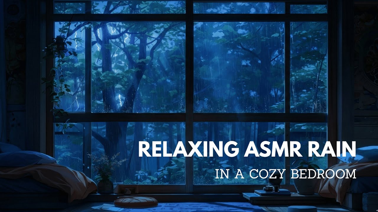 Relaxing ASMR Rain in Cozy Bedroom | Heavy Rain Ambience for Sleep & Study