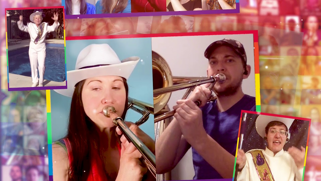 The Lesbian & Gay Big Apple Corps Virtual Marching Band performing 