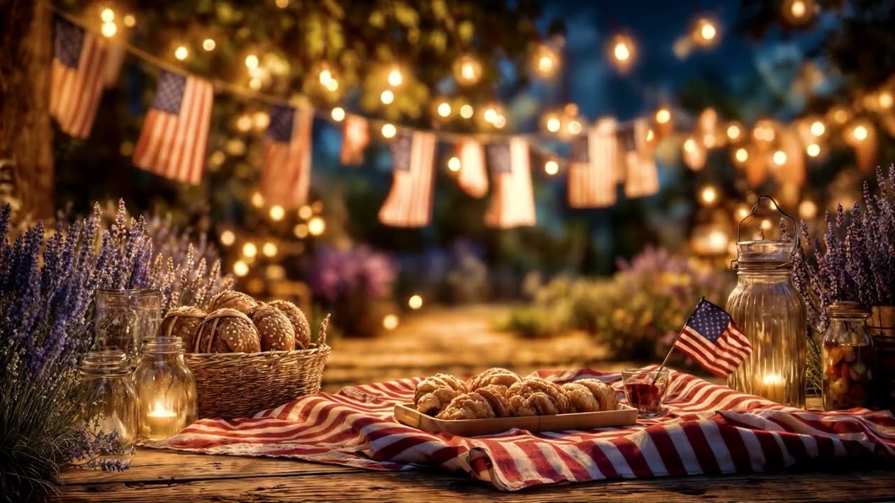 4th of July Picnic Jazz🎇Cozy Jazz Music for Relaxing Independence Day Moments Under Fireworks,Lights