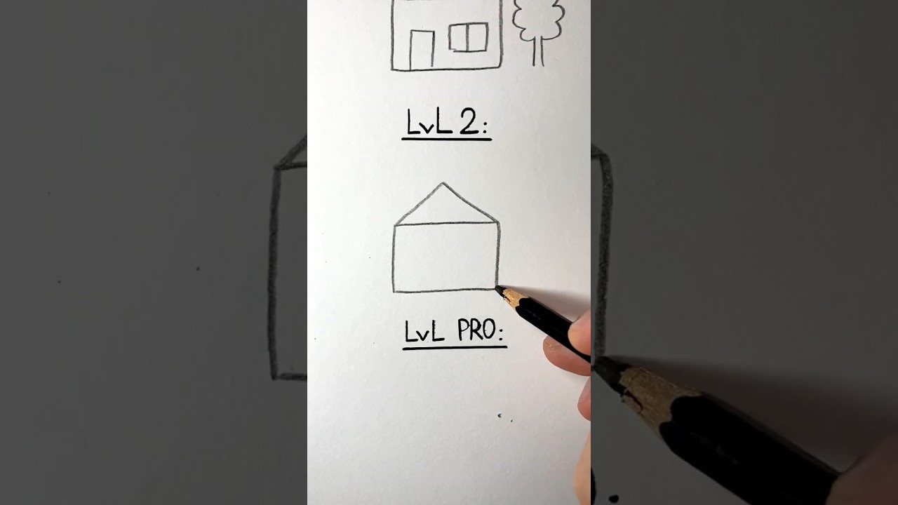 L&rsquo;astuce pour Dessiner une maison comme un Pro? #shorts #art #dessin