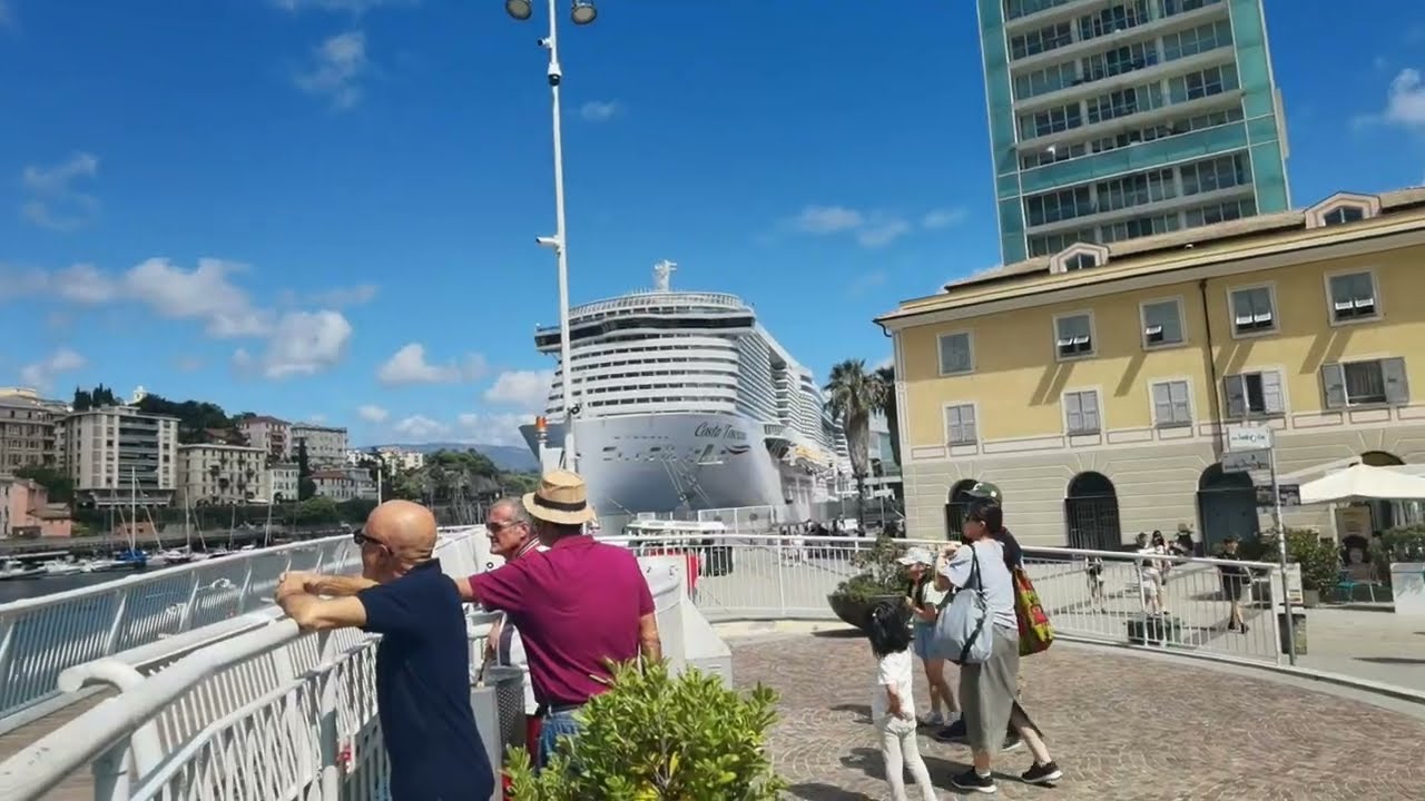 Walking through Savona Cruise Port to Priamar Fortress | 4K Real-Time Street Walk