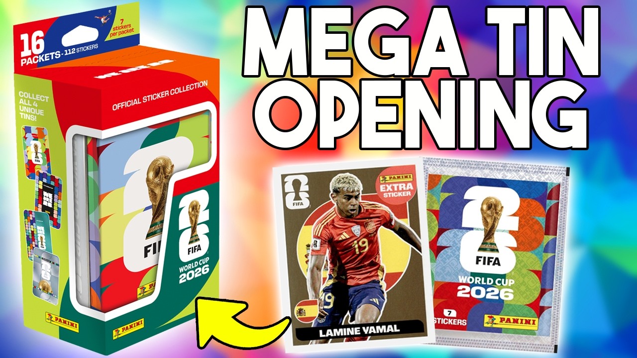 Новые наклейки Panini FIFA World Cup 2026 в мега-жестяной коробке (1 коробка с наклейками)