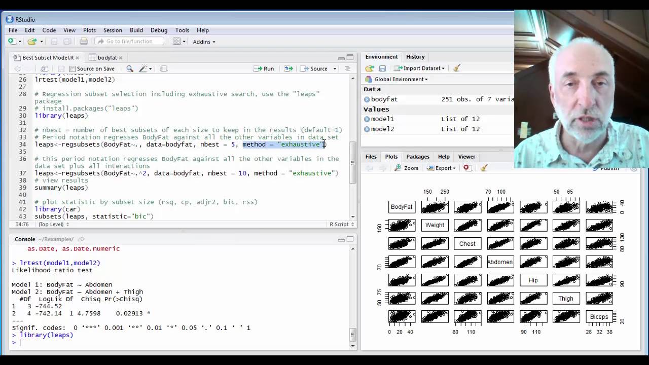 Lecture46 (Data2Decision) Лучшая регрессия подмножества в R