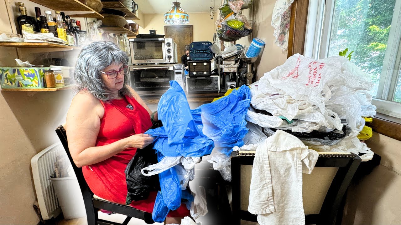 HOLY BAGS! 🫣 The BEST Bag Clean Out We've EVER Done! 💪 HELPING A RETIREE DECLUTTER HER KITCHEN ep. 2