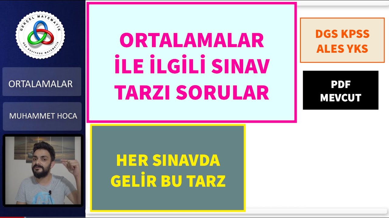 SINAV TARZI SORULAR ( ORTALAMA SORULARI)  SINAVDA GELEBİLİR! DGS KPSS #2020DGS #KPSS #DGS
