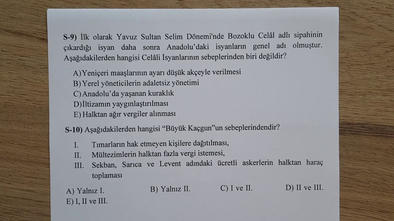 11. Sınıf Tarih 1. Dönem 1. Yazılı Test (2. Üniteden 20 Test Sorusu Çözümü) TYT, AYT, KPSS