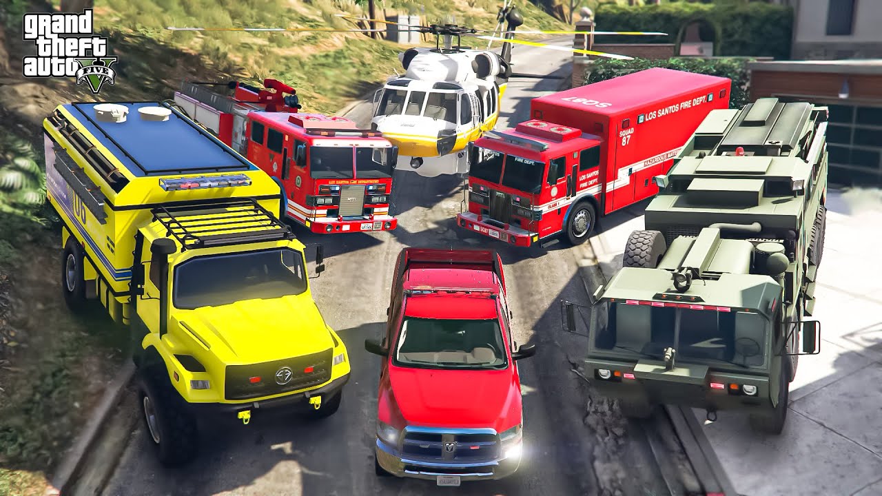 GTA V - Franklin Stealing HEAVY FIRE Department Vehicles in GTA V! | (GTA V roleplay)