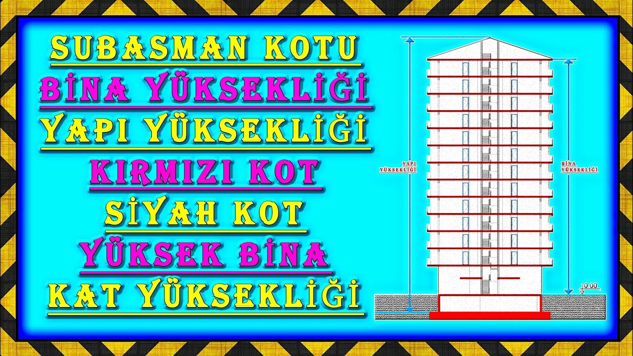 SUBASMAN KOTU, BİNA ve YAPI YÜKSEKLİĞİ, KIRMIZI ve SİYAH KOT, YÜKSEK BİNA (İMAR YÖN) #construction