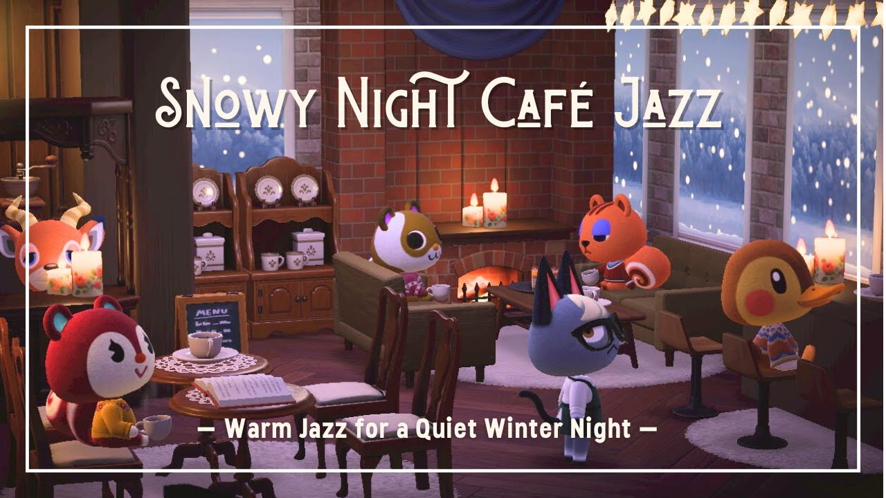 [ACNH BGM] Snowy Night Café Jazz | Warm Jazz for a Quiet Winter Night (3 Hours)