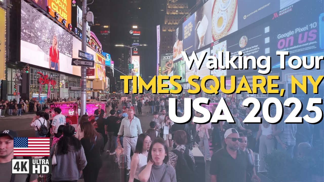 Walking Tour of Times Square NYC 4K | The Heart of Manhattan