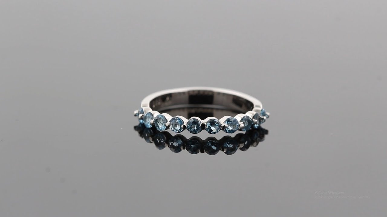 Argolla de plata 925 con Topacio Swiss Blue engastados, piedra semi preciosaB1213BSB6
