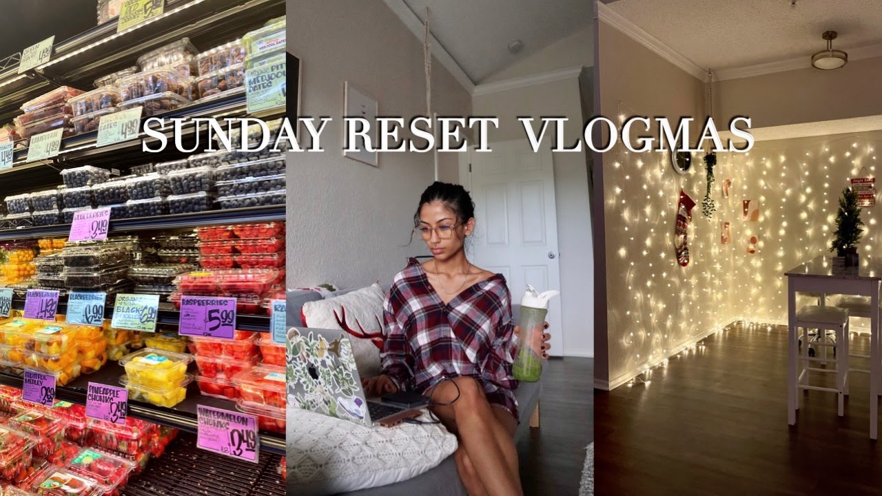 SUNDAY RESET, cleaning, trader joes groceries, meal prepping, cooking | VLOGMAS DAY 5