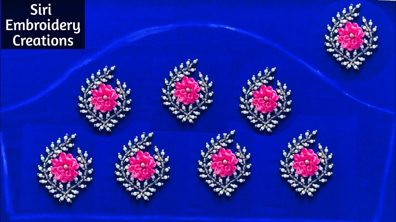 All over hand embroidery design for blouses & churidars.Ring knot stitch.