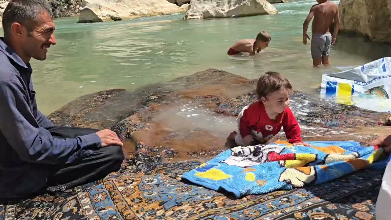 Nomadic Life | Washing a Ravandi Carpet in the Roaring River of Khersan