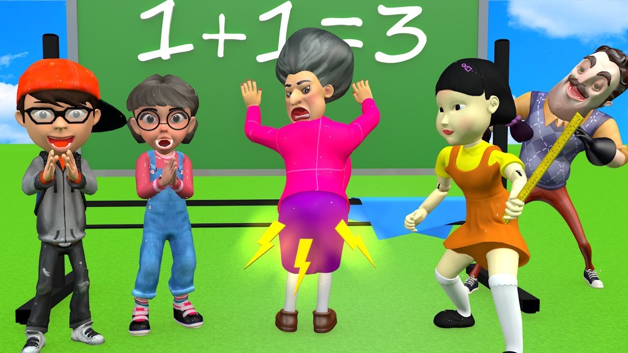 Scary Teacher 3D vs Squid Game Be a Wise Mathematician Choose the Correct Result 5 Times Challenge