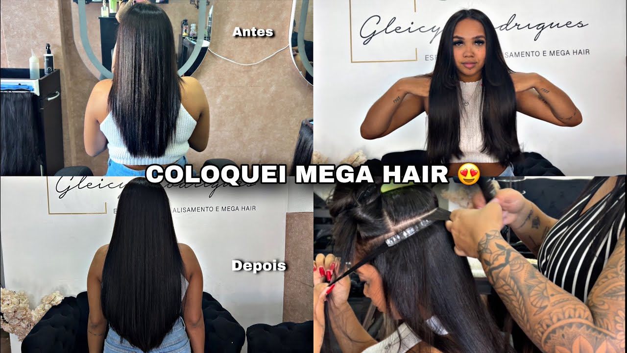 COLOQUEI MEGA HAIR PELA PRIMEIRA VEZ| retoquei a progressiva e pintei| AMEI O RESULTADO 😍