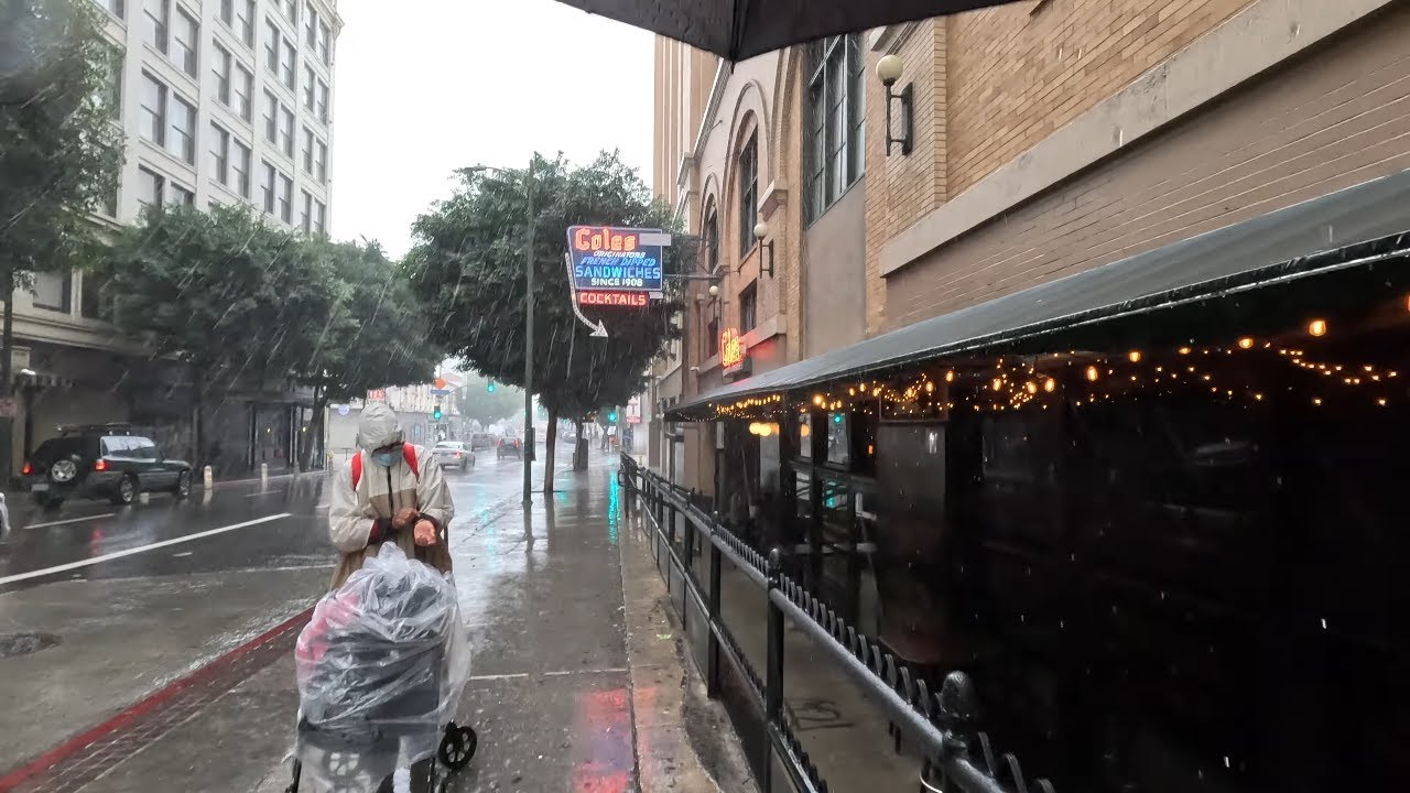 Exploring Downtown LA's Stunning Rainfall With An Epic Walking Tour! 4k