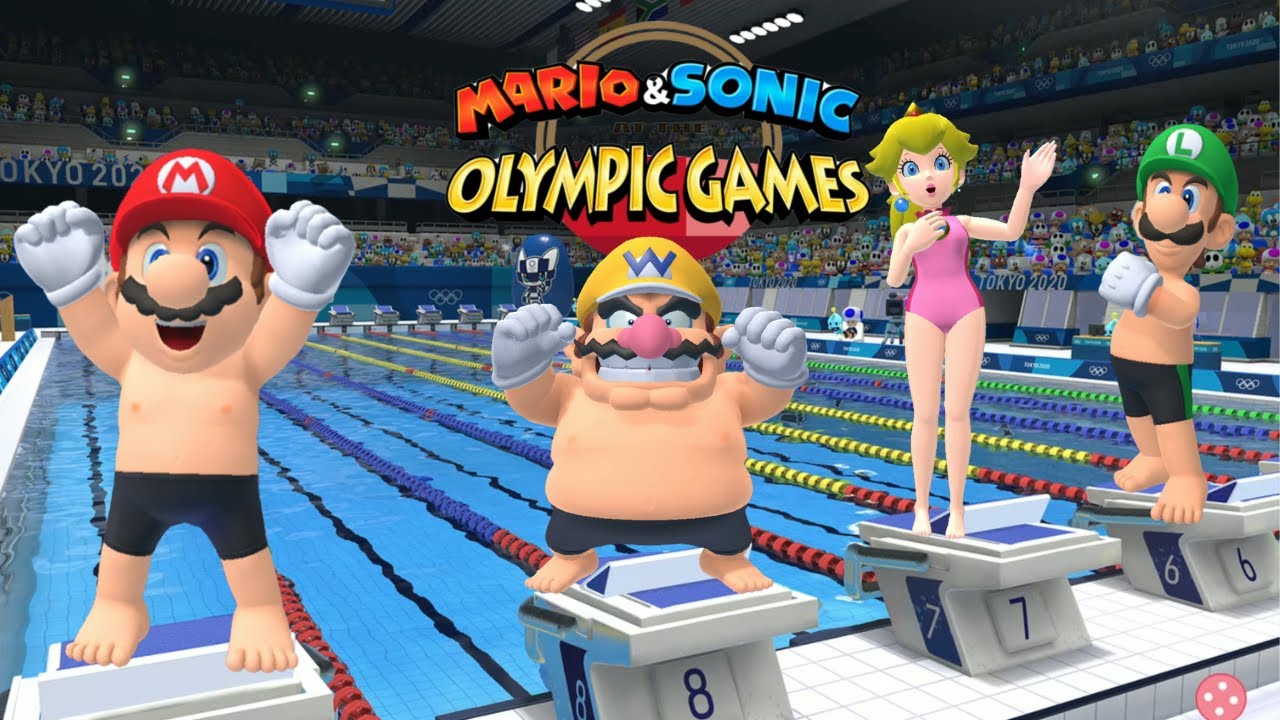Swimming 100m Hard Gameplay : Mario & Sonic At The Olympic Games Tokyo 2020 Mario & Wario Luigi +++
