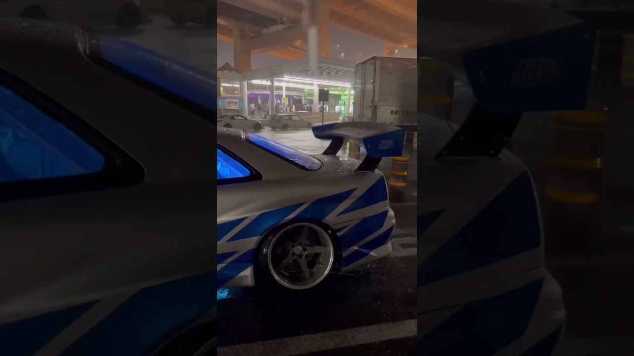 🌧️ R34 GTR Skyline: Fast & Furious Vibes at Daikoku 🔥🎶 