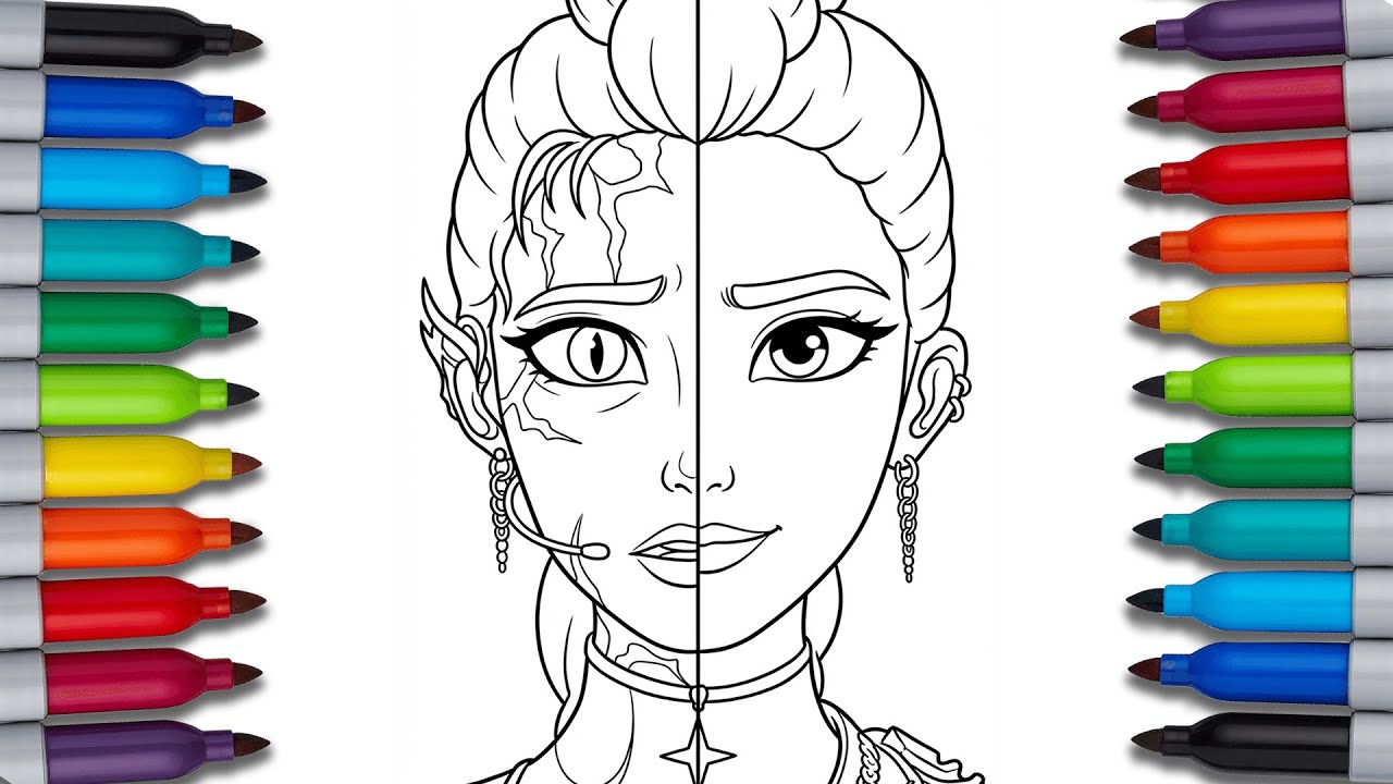 K-POP DEMON HUNTER Coloring Pages🎨 | How to Color Rumi Demon Art | Rumi from HUNTR/X