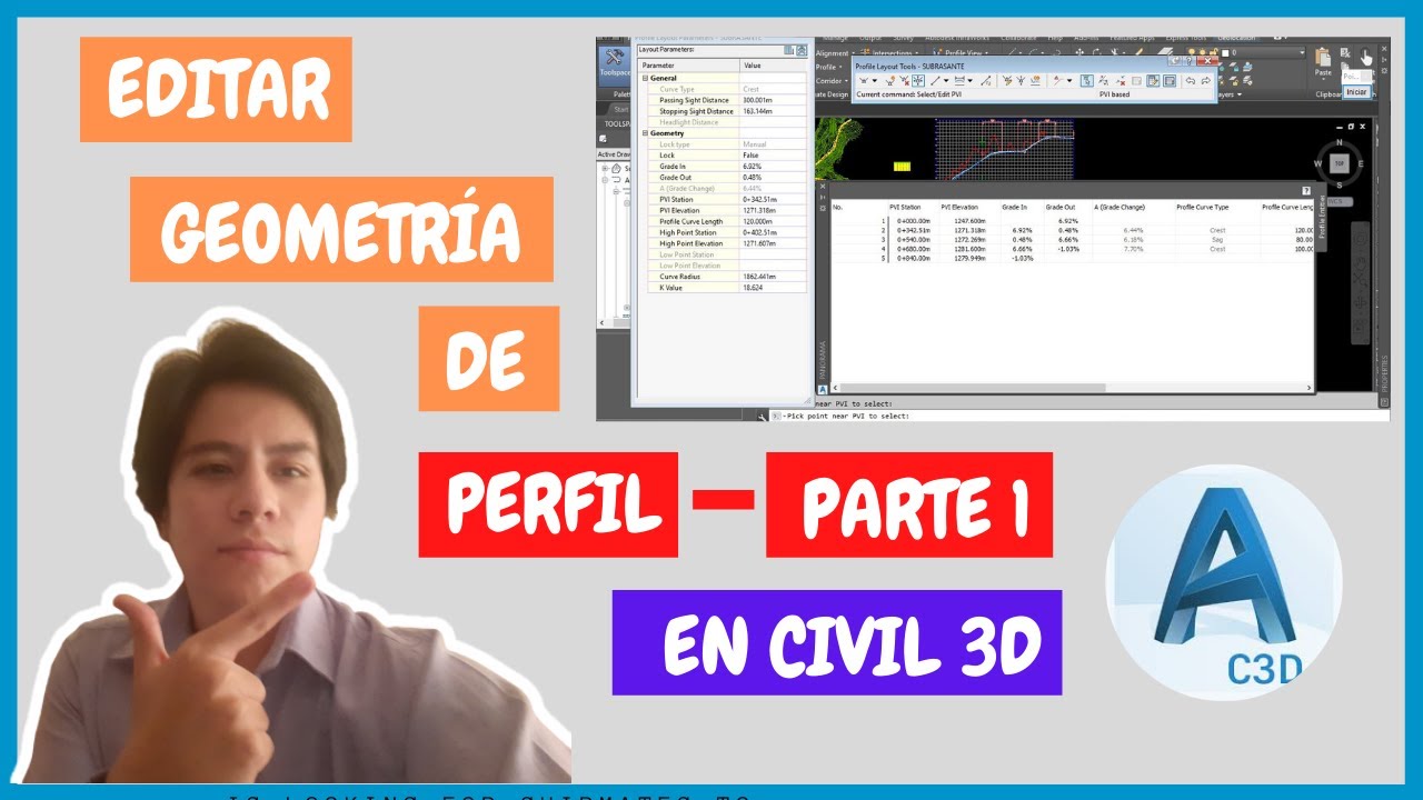 EDITAR GEOMETRIA DE PERFIL (PARTE 1) EN CIVIL 3D [2023] CAP. 32👷🏻💯