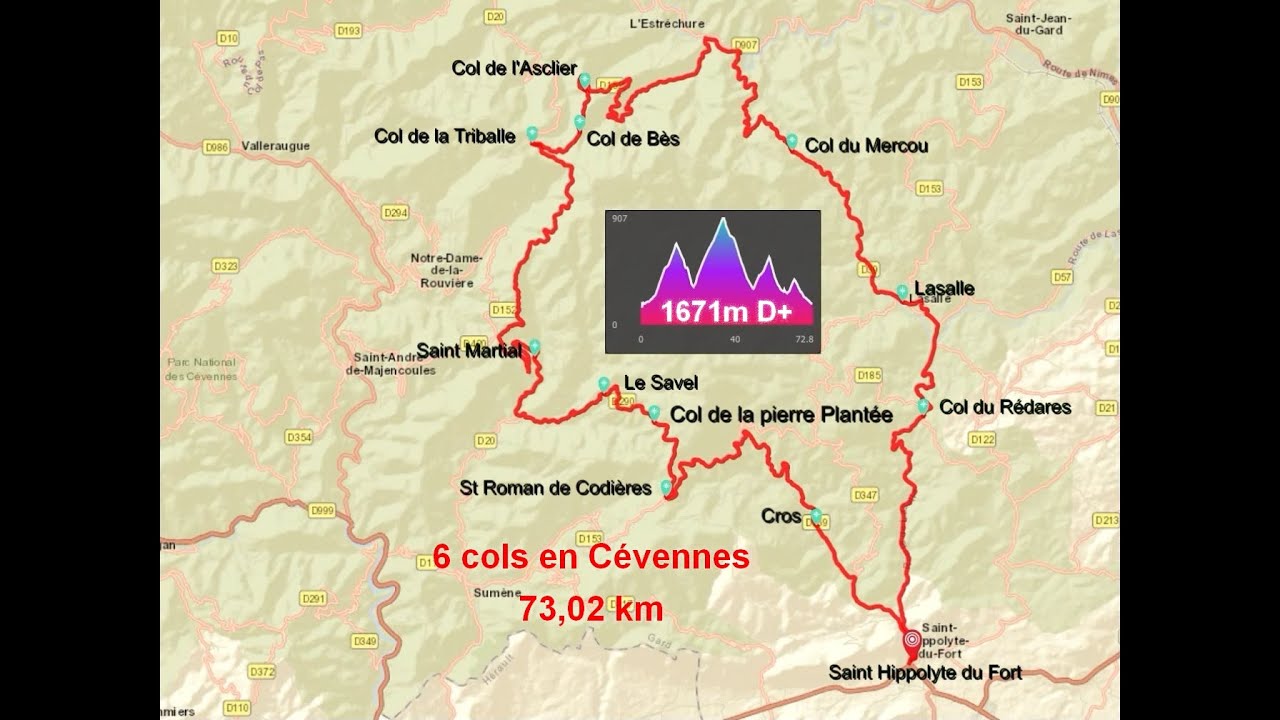 6 cols en Cévennes, 73km 1671m D+