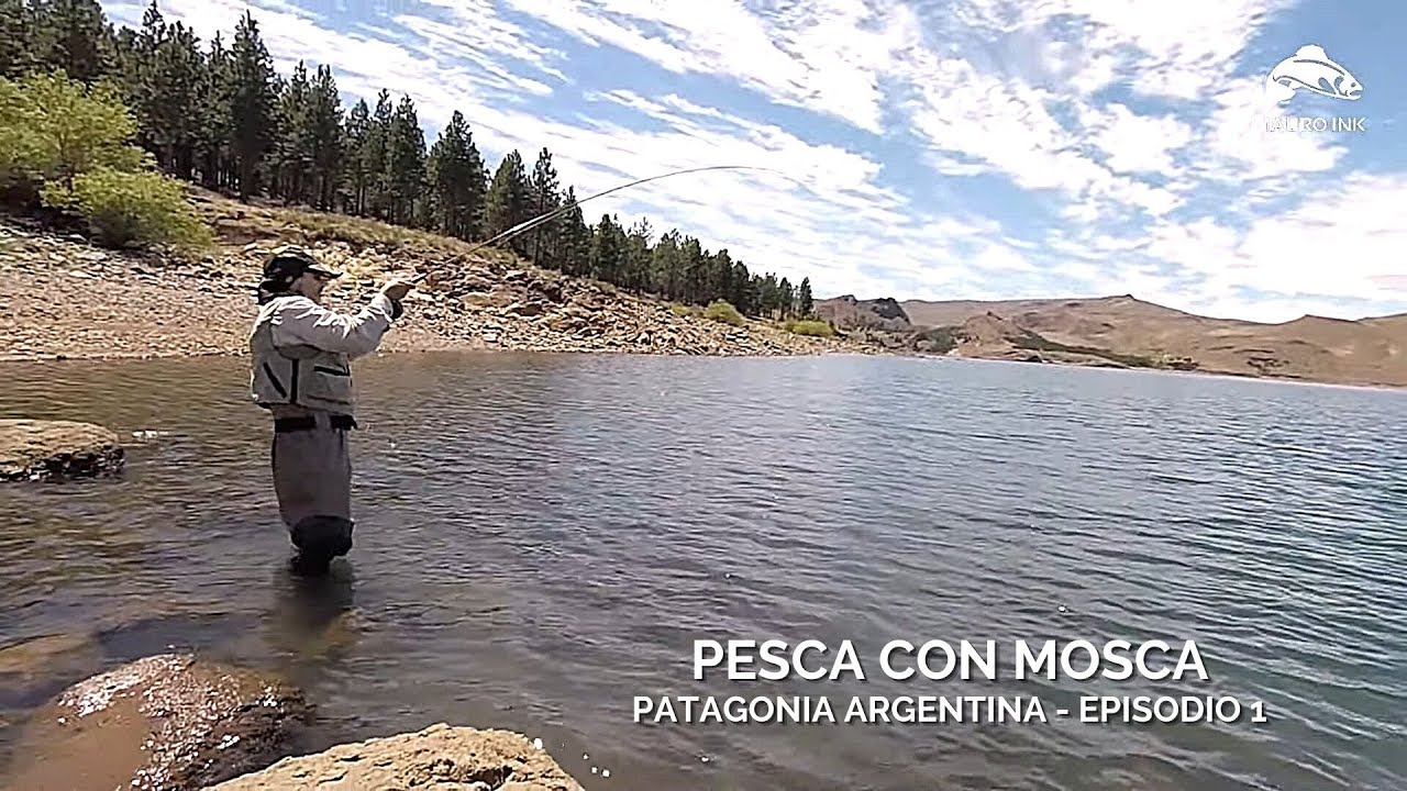PESCA de TRUCHAS con MOSCA, EMBALSE DE ACCESO GRATUITO en la PATAGONIA, PESCA CON MOSCA, FLY FISHING