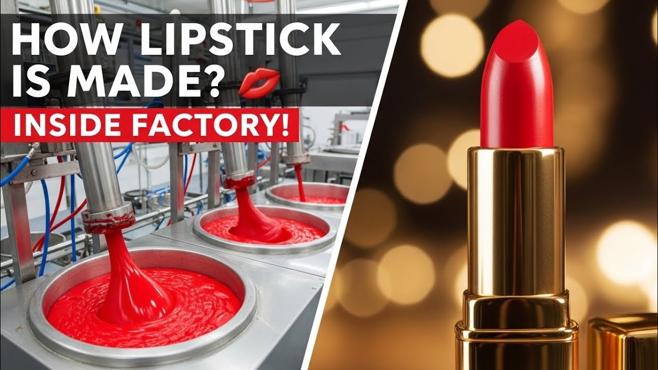 How Lipstick Is Made in Factory | Complete Manufacturing Process A to Z (4K) #viral #animation 