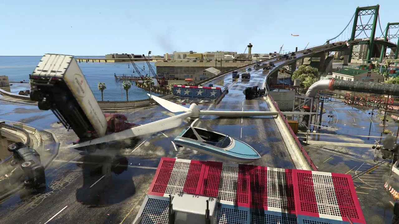 GTAV | NPCs Launch Into Chaos After Windmill Jump