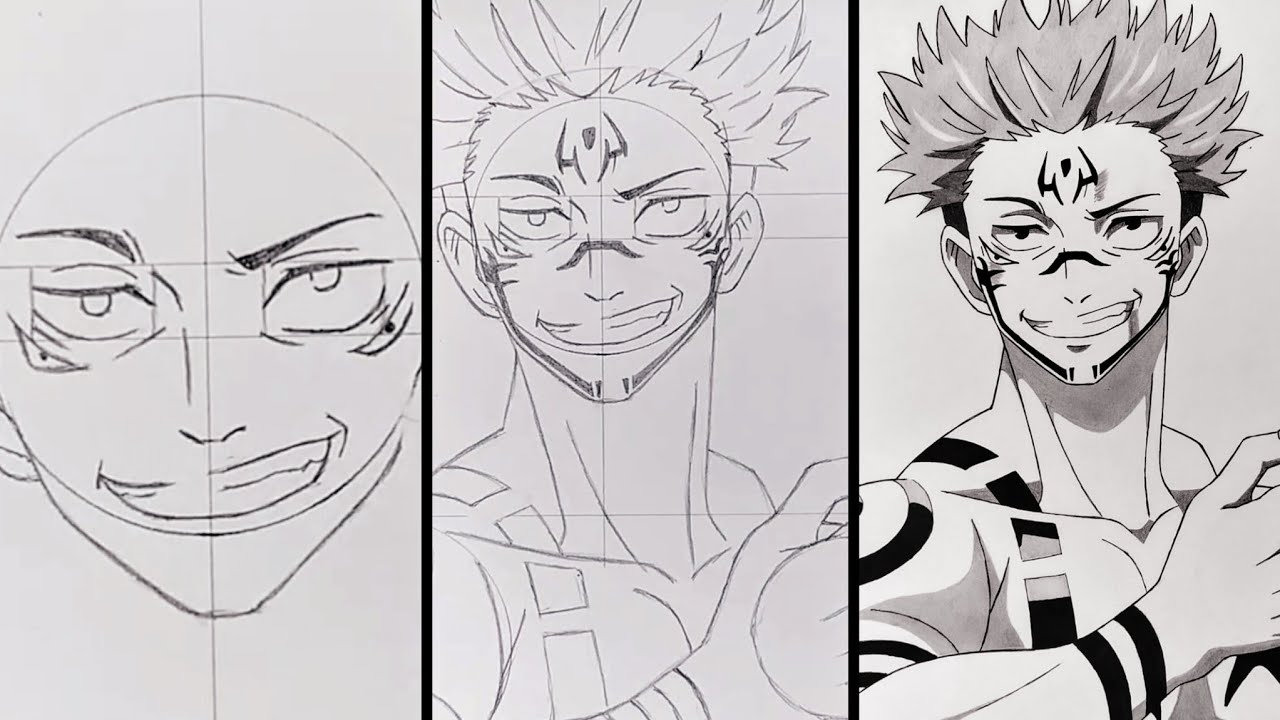 Cara Menggambar Anime Untuk Pemula | ITADORI YUJI / RYOMEN SUKUNA (Jujutsu Kaisen)