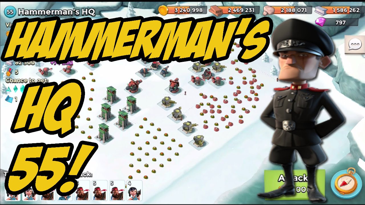 Hammerman's HQ 55 Base! | Heavy Zooka! | Boom Beach