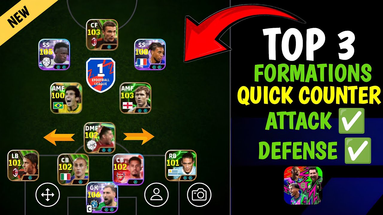 Топ-3 расстановок: Быстрая контратака, Надежная атака и защита в eFootball 2026 🔥🔥 Мобильная верс...