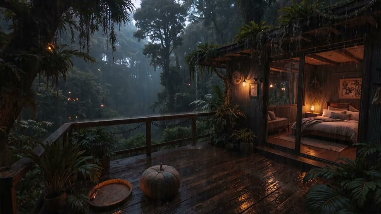 Gentle Night Rain Surrounding a Quiet Woodland Cabin 🌧️ | Peaceful Deep Rest