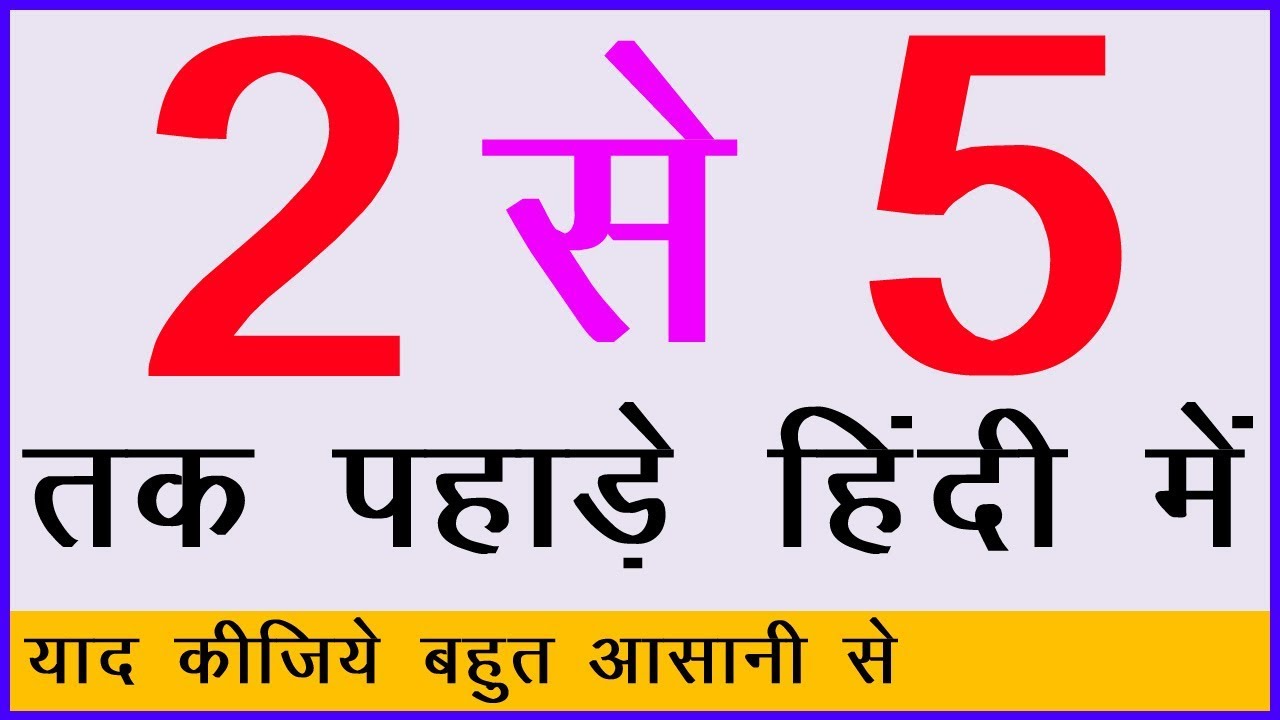 Multiplication Table 2 to 5 | 2 से 5 तक पहाड़े | Learn Tables of Two To Five in Hindi For Kids {2019}