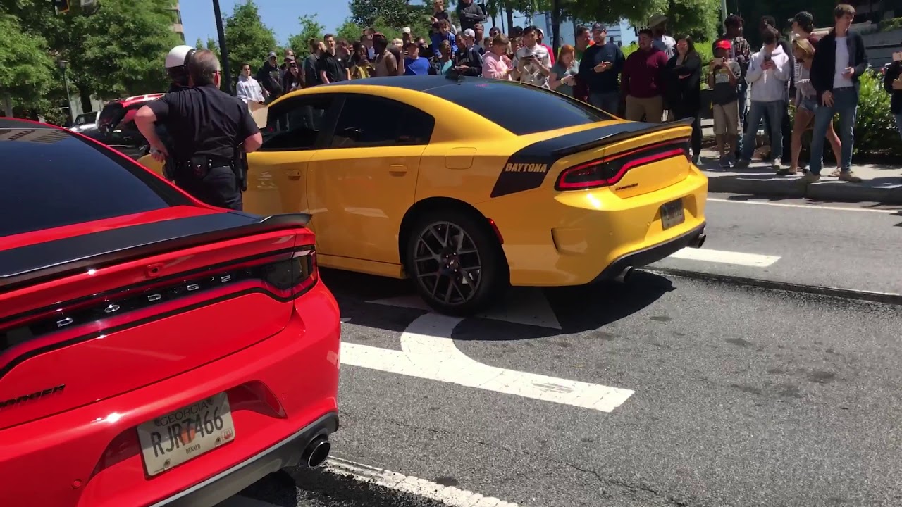 2 Charger Daytona’s do burnouts FIGHT and cars IMPOUNDED