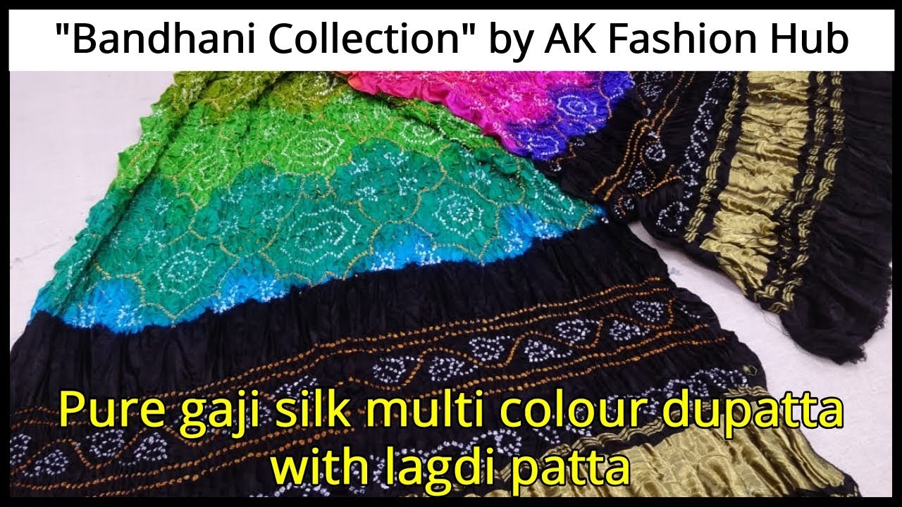 Bandhani dupatta set-56 | Pure gaji silk multi colour dupatta with lagdi patta