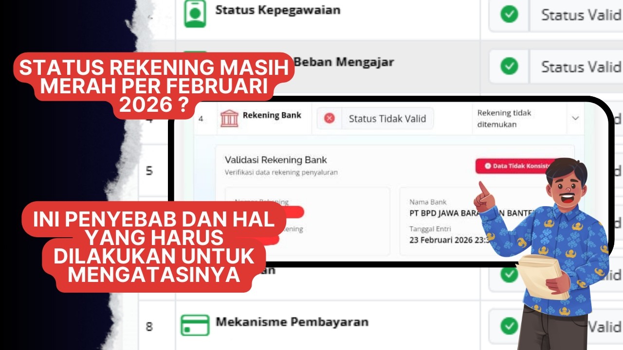 Penyebab dan Solusi Rekening bank masih merah di info GTK per Februari 2026.