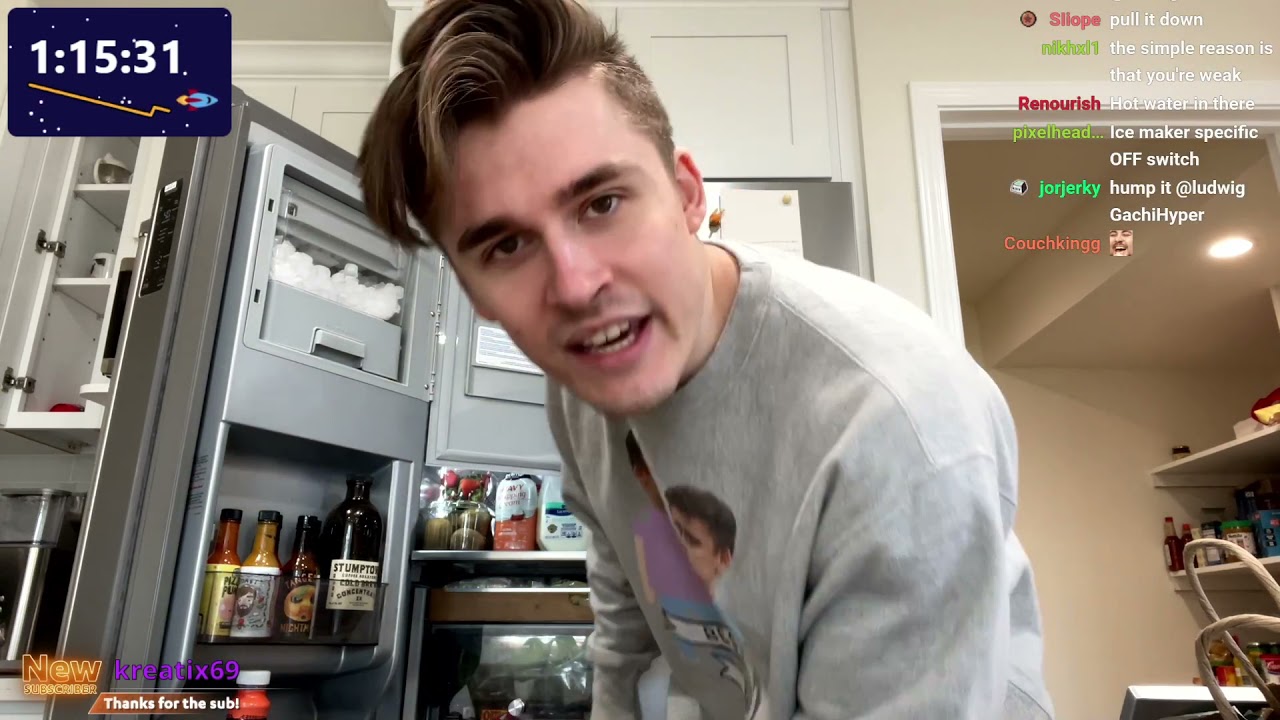 Ludwig tries to fix the fridge for 1 hour - then QTCinderella arrives