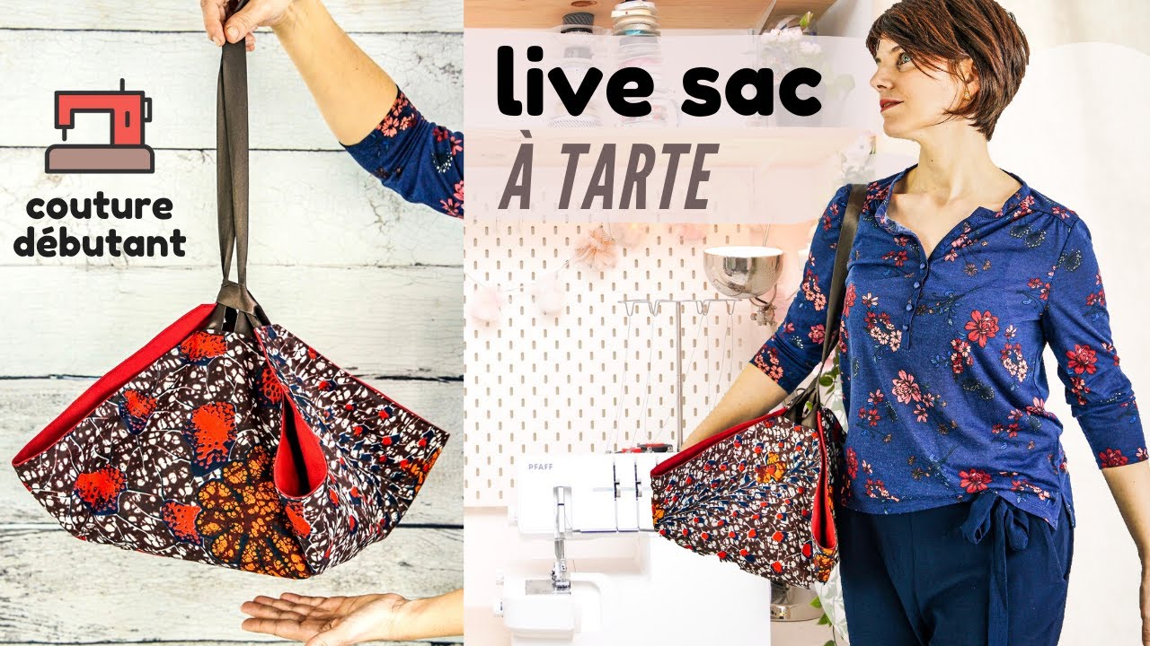 JE COUDS UN SAC A TARTE GOURMAND EN DIRECT  (baluchon - tuto facile sans patron)