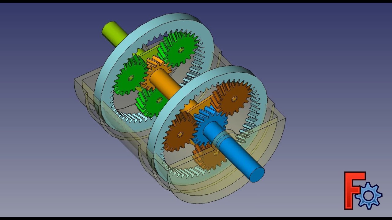 FreeCAD Assembly 4 - Helical Planetary Gears Animation