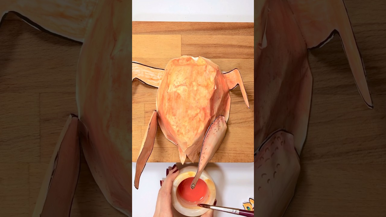 [Paper ASMR🪸] Cooking a Stuffed Chicken Made Entirely of Paper! #ASMR #paperdiy #paperasmr #shorts