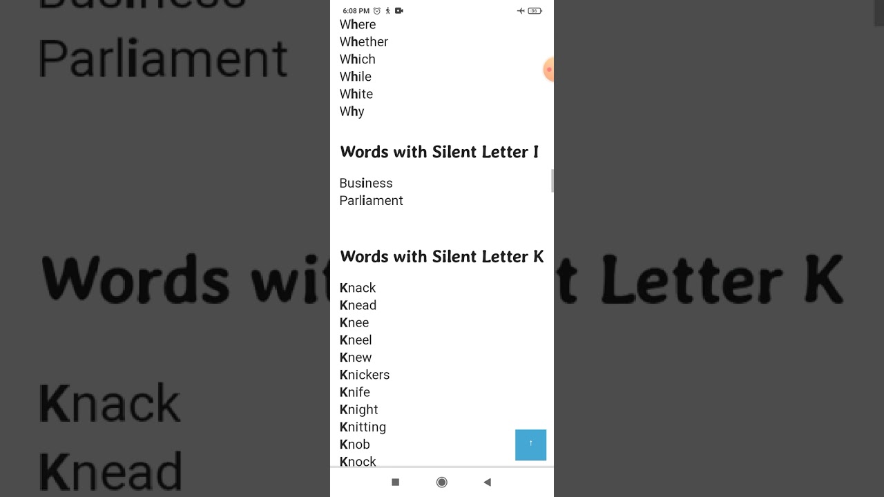 Silent letter A to Z