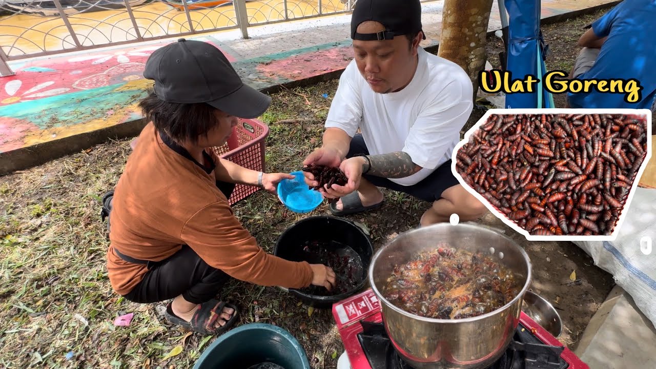 Makanan Exotic Mengoreng Ulat Durian Di Tamu Kanowit // Pengunjung Merasa Makan Ulat Durian…//