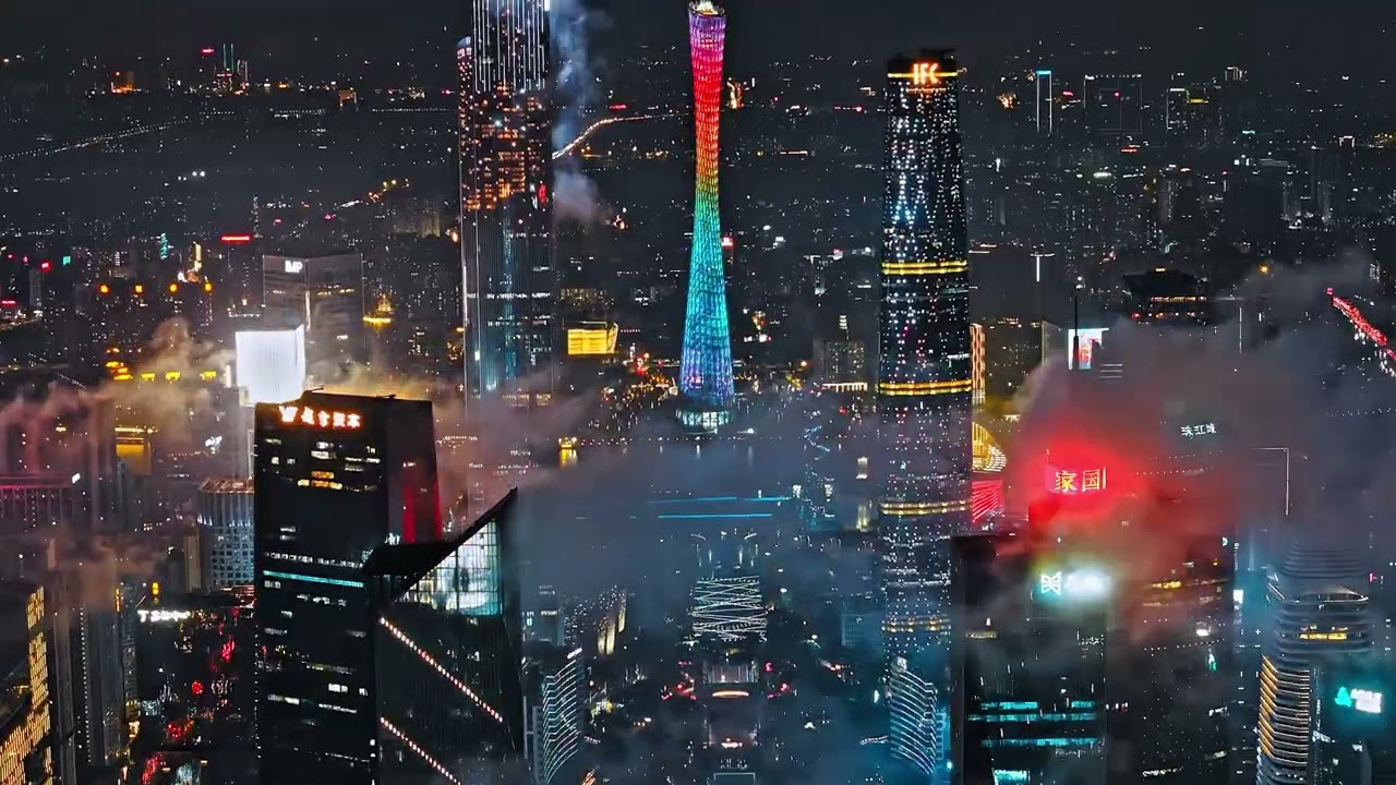 Самый красивый ночной горизонт Китая &mdash; Гуанчжоу 4K с высоты птичьего полета ✨🌆
