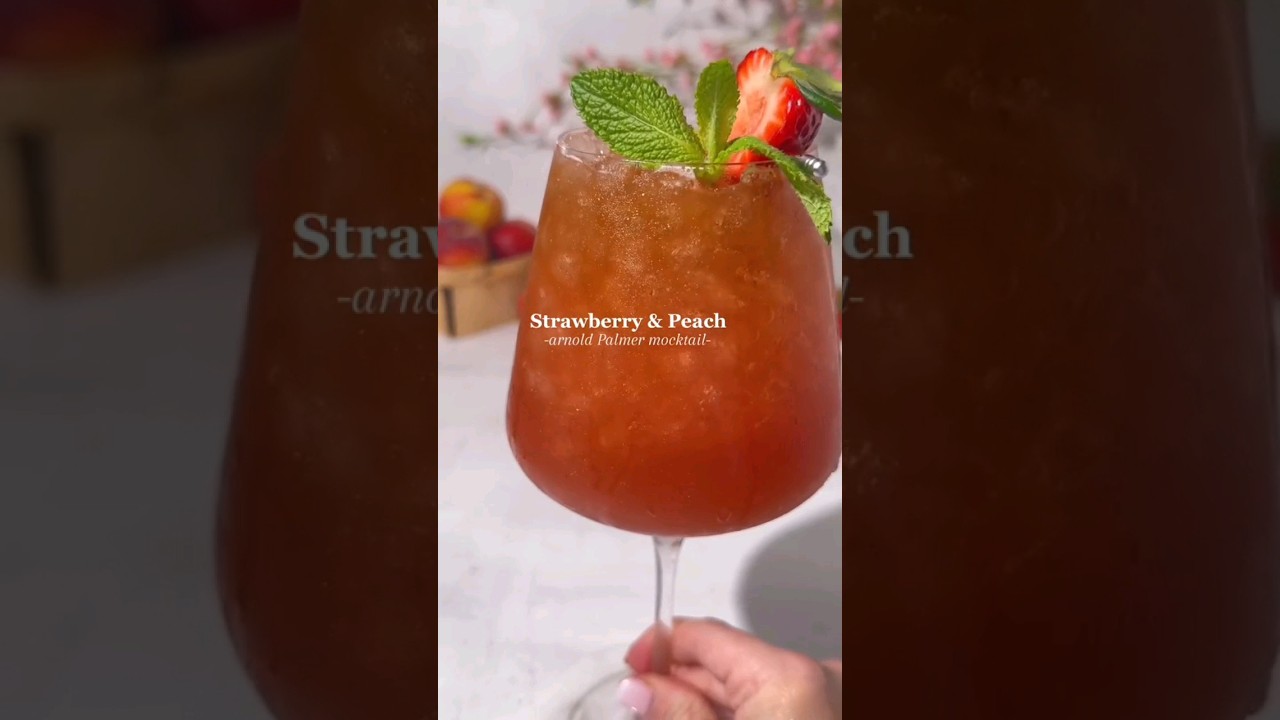 Peach & Strawberry Arnold Palmer Mocktail